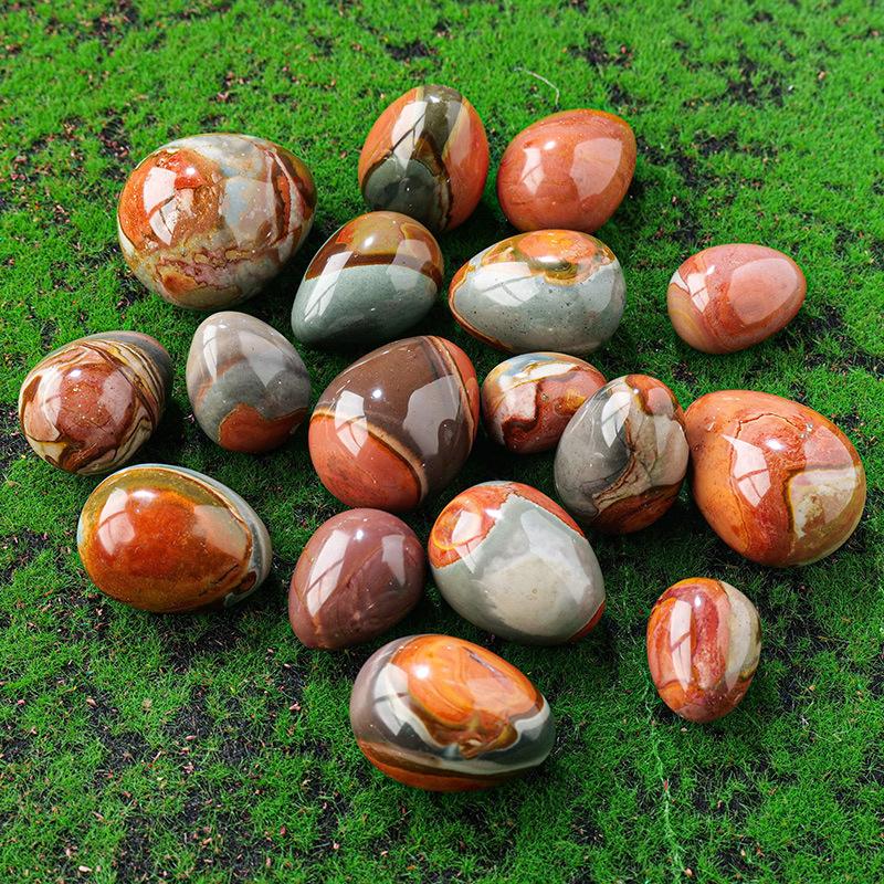 Natural Egg Crystal Carving Healing Stone Heart Ocean Stone Ornament for Healing free