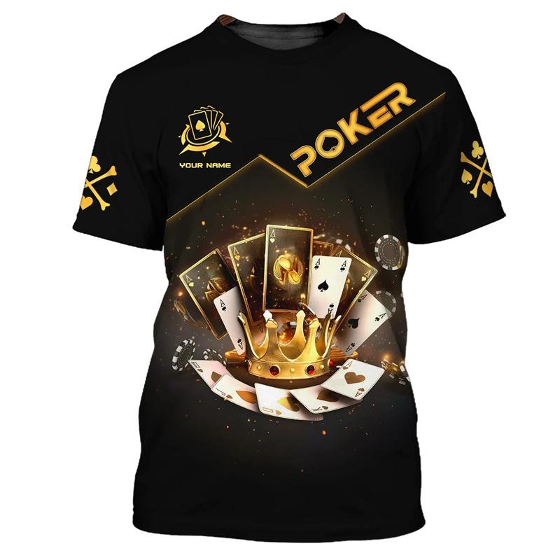 3D Printed Poker T Shirt For Men Playing Cards Pattern Tees Summer Streetwear Short Sleeve Tops Cosplay Round Neck T-shirt