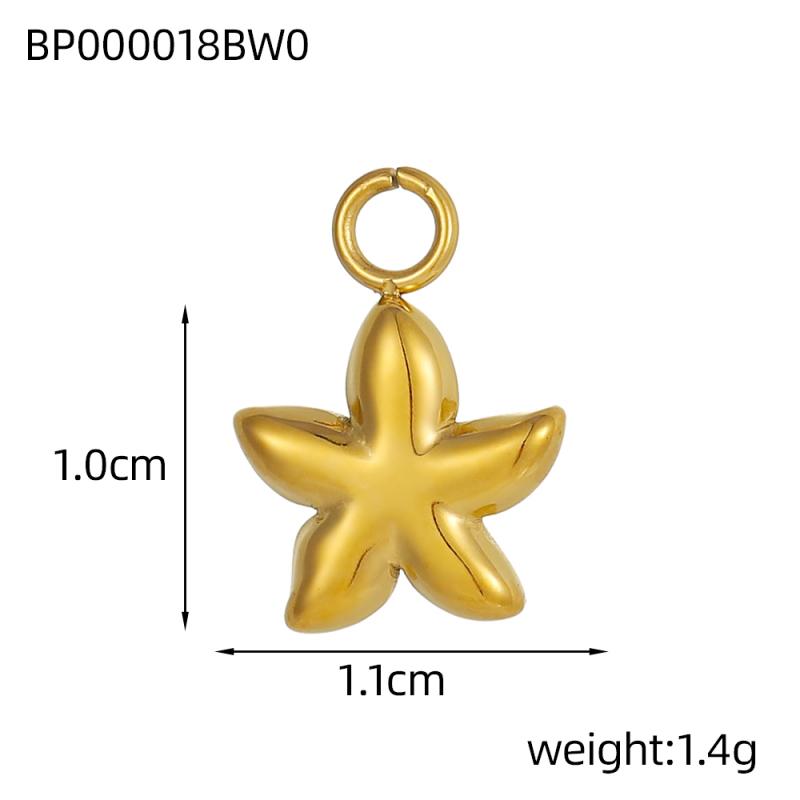 CARLIDANA Hot Selling Summer Fashion Charm Starfish Shell Titanium Steel Plated 18k Gold Color Style Pendant DIY Jewelry