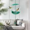Hanging Bird Feeder Green Metal Large Capacity Umbrella Top Hanging Bath Tray for Outdoor Garden