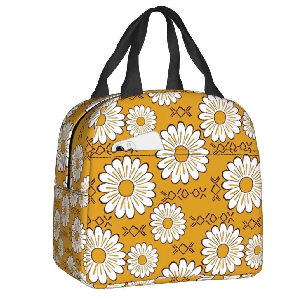 Sunflower With The Light Of Stars Insulated Lunch Tote Bag for Women Floral Cooler Thermal Food Lunch Box Kids School Children