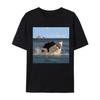 Neuankömmling Herren T-Shirt T-Shirts Herren T-Shirt für Herren Katze beißt Hai Fun Art und Katzenliebhaber Lustiger Katzen- und Hai-Druck 71033