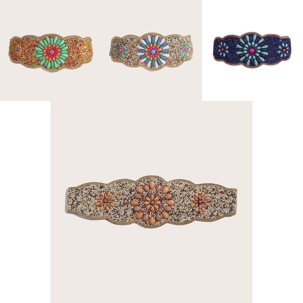 Bohemian Waist Beaded Belt With Firework Design And Elastic Closure For Festivals And Travel