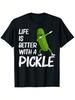 Funny Pickle Lovers T-Shirt For  &  - Big Cucumber Graphic Tee With Pickle Design, Loose Fit Casual Shirt For Year-Round Wear, Machine Washable Gift