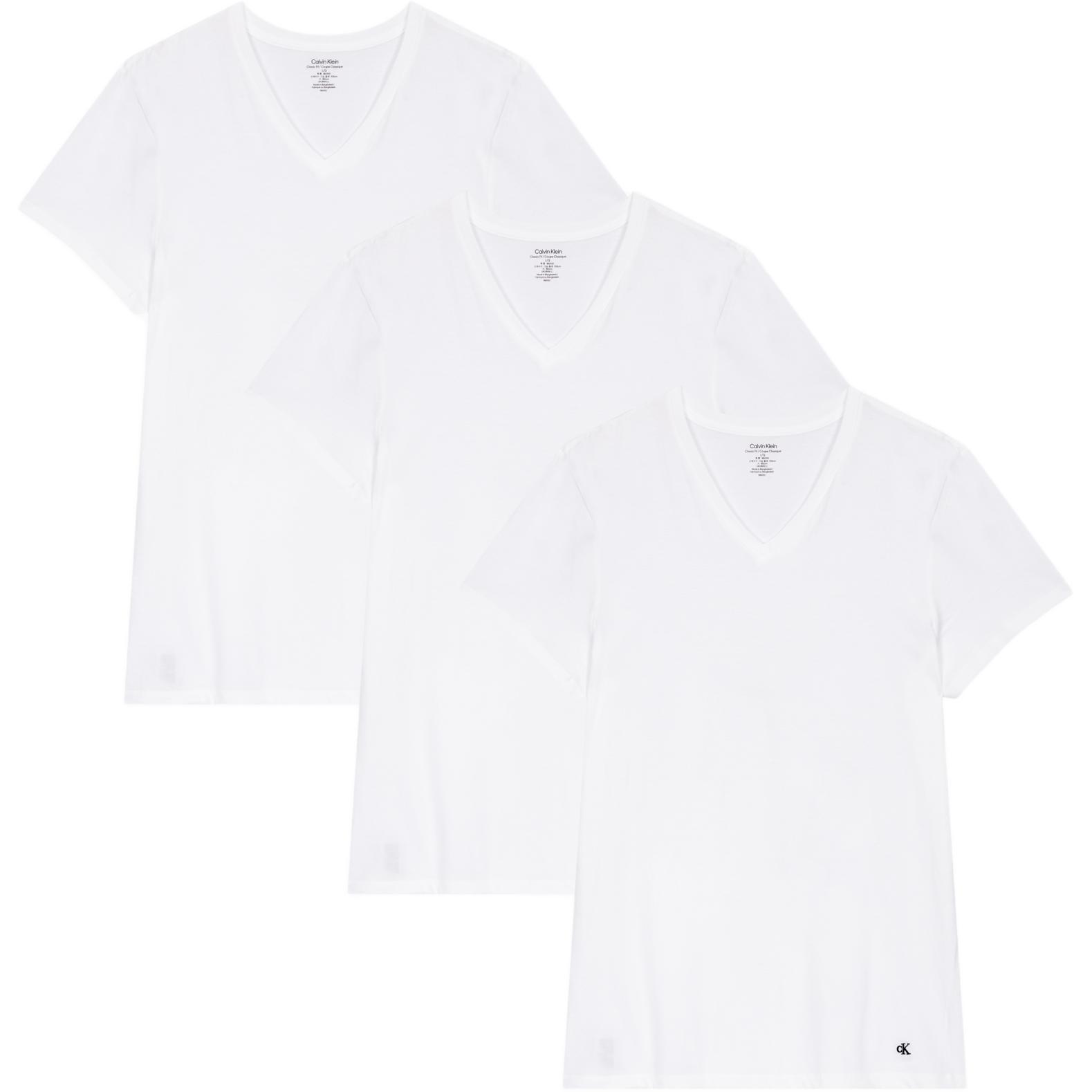 

Calvin Klein Solid Comfortable Soft V-Neck Short Sleeve T-Shirt 3-Pack Men Tops White NB4052-100 M