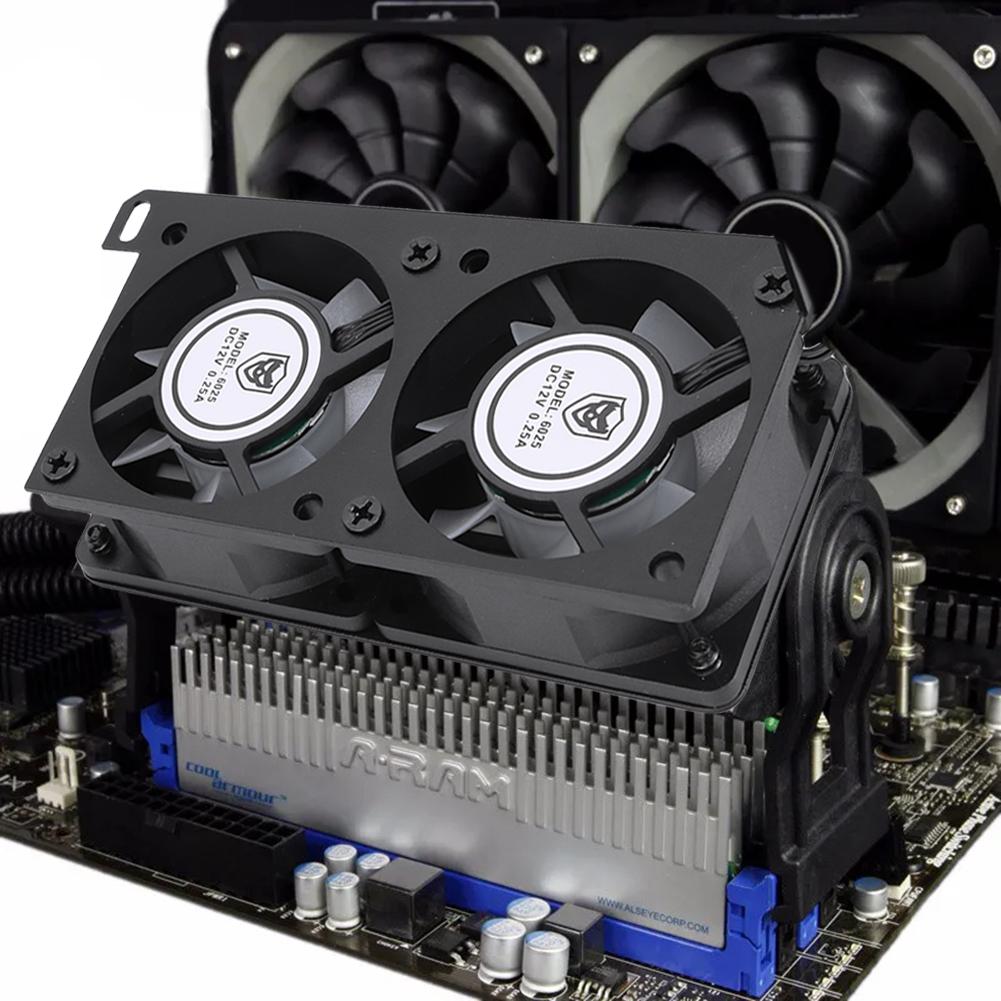 RAM Memory Cooler ARGB Syn Low Noise Cooling Fan with Dual 60mm Fan PWM 1000-3000RPM for DDR/DDR2/DDR3/DDR4/DDR5