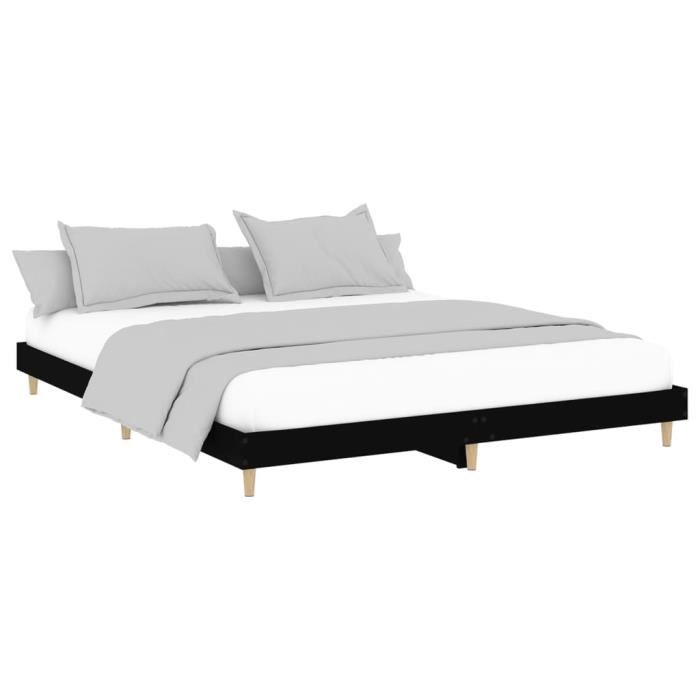 VidaXL Cadre de lit noir 200x200 cm bois d'ingénierie 832006