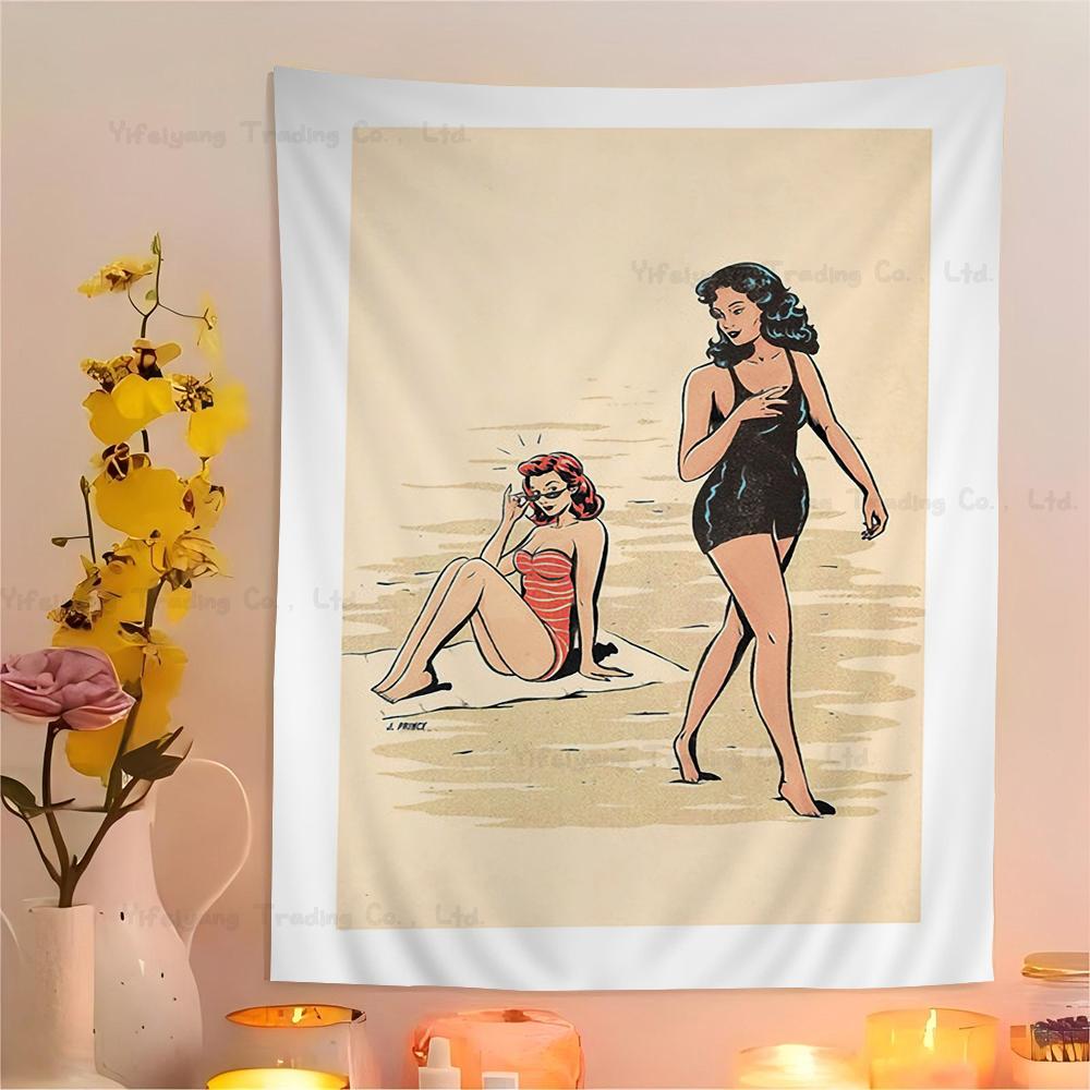 Cartoon Lesbian Kiss Girl Woman Hippie Wall Hanging Tapestries Bohemian Wall Tapestries Mandala INS Home Decor