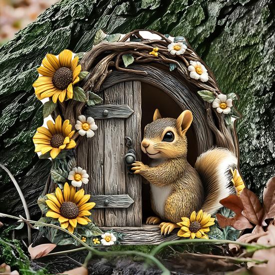 Yousheng Miniature Fairy Garden Door, Mini Wooden Fairy Gate for Tree Stump, Wall, Dollhouse, Tiny Gnome House Accessory for Micro Landscape