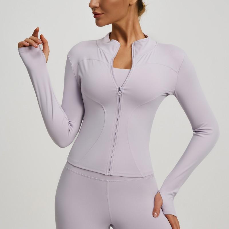 Womens Lightweight Yoga Jacket Breathable Fitness Top Long Sleeve Stretch Workout Outerwear