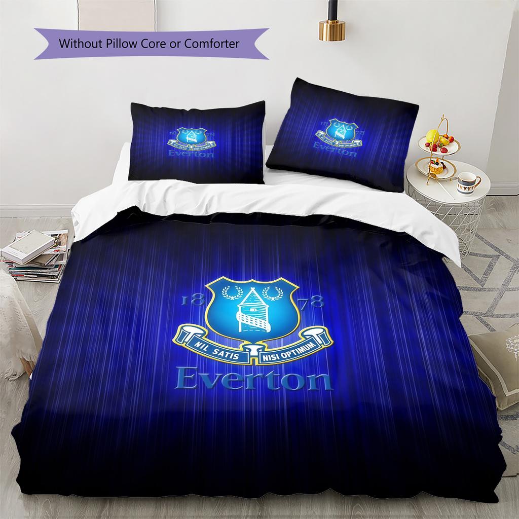 Everton F.C Pattern Bedding Quilt Set Home Decoration Gift (1 * duvet cover + 2 * pillowcase without core)