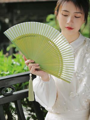 Offre Spéciale Ventilateur Mogan Nouveau Style Chinois Libellule Verte Ventilateur Pliant Style Chinois Style Ancien Chinois Ventilateur Hanfu Ventilateur Pliant en Soie