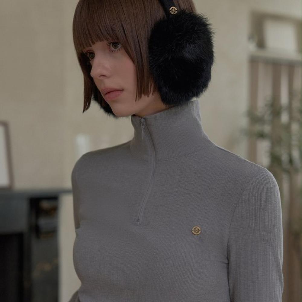 

Playboo Fleece Ribbed Half Zip Top Heather Grey L