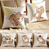 Cute Cat Athlete Childlike Heart Cushion Cover Pillowcase Antidustmite Living Room Sofa Decor Cushion Room