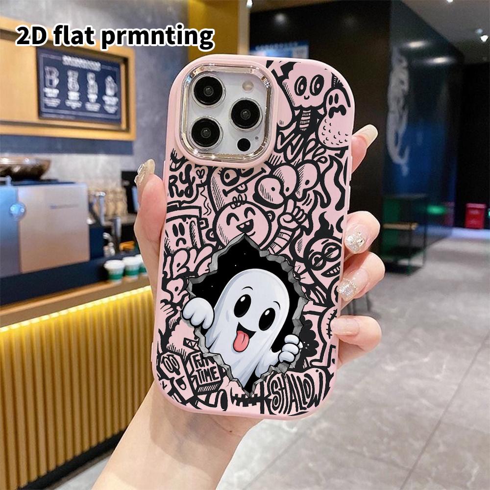 Phone Case: 2D Flat Design Suitable for iPhone 18 17 16 15 14 13 Pro Protective Case, Couple Style, Little Ghost, Christmas and Halloween Gifts
