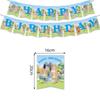 Bluey Birthday Party Tableware Set: Disposable Plates, Cups, Flags, Cake Toppers