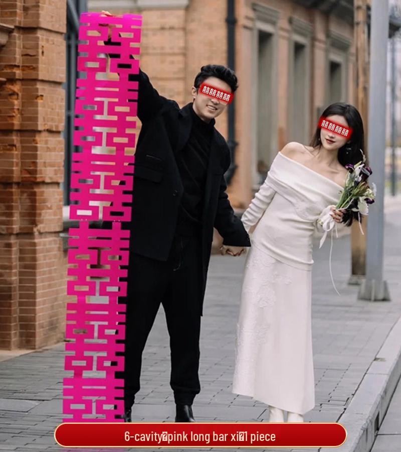 Dubbel Lycka Bröllopsrum Dekoration Klistermärke för Nytt Sovrum & Vigsel Foto Bakgrund