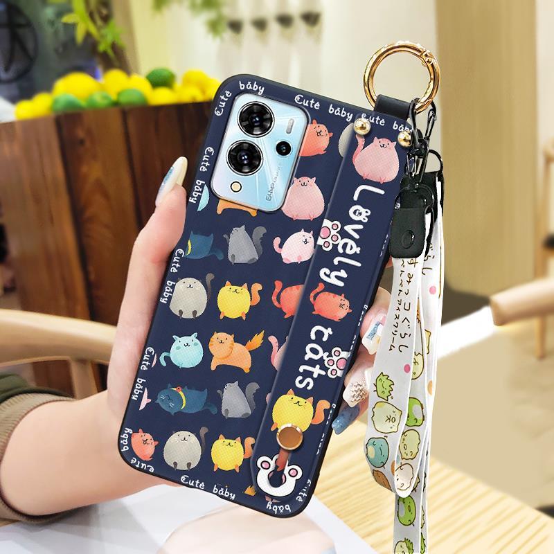 Dirt-resistant Ring Phone Case For ZTE Blade V40 Pro Protective Cute Kickstand Wrist Strap Shockproof Back Cover Durable