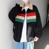 Men's Trendy Korean-Style Corduroy Baseball Jacket - Spring & Autumn, Loose Fit, Contrasting Colors, Casual Hong Kong Style.