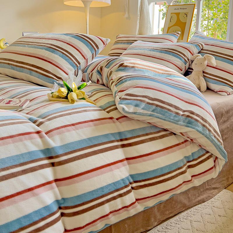 

Class A Maternal And Infant Grade Milk Fleece4-Pcs Set Double-Sided Thickened Coral Fleece Bed Hat Fleece Quilt Cover 3-Pcs Set 1.2 Sheet3pcs quilt 1.5*2m лате