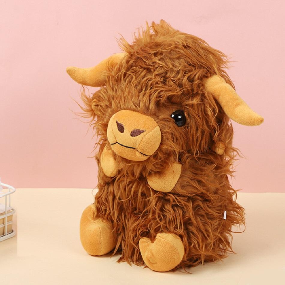 31Cm Simulation Highland Cow Plush Doll Cute Peluche Plush Soothes Plaything Highland Cattle Anime Music Light Sleep Gifts Room Decoration