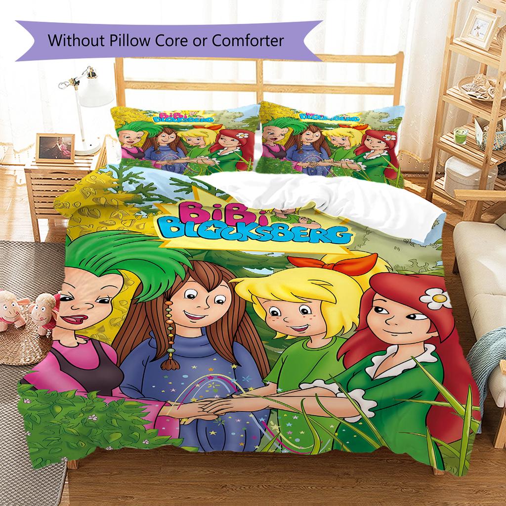 Bibi and Tina Pattern Bedding,Quilt Set Quilt Cover Pillowcase Home Birthday Gift (1 * Duvet Cover + 2 * Pillowcase, Without Core)