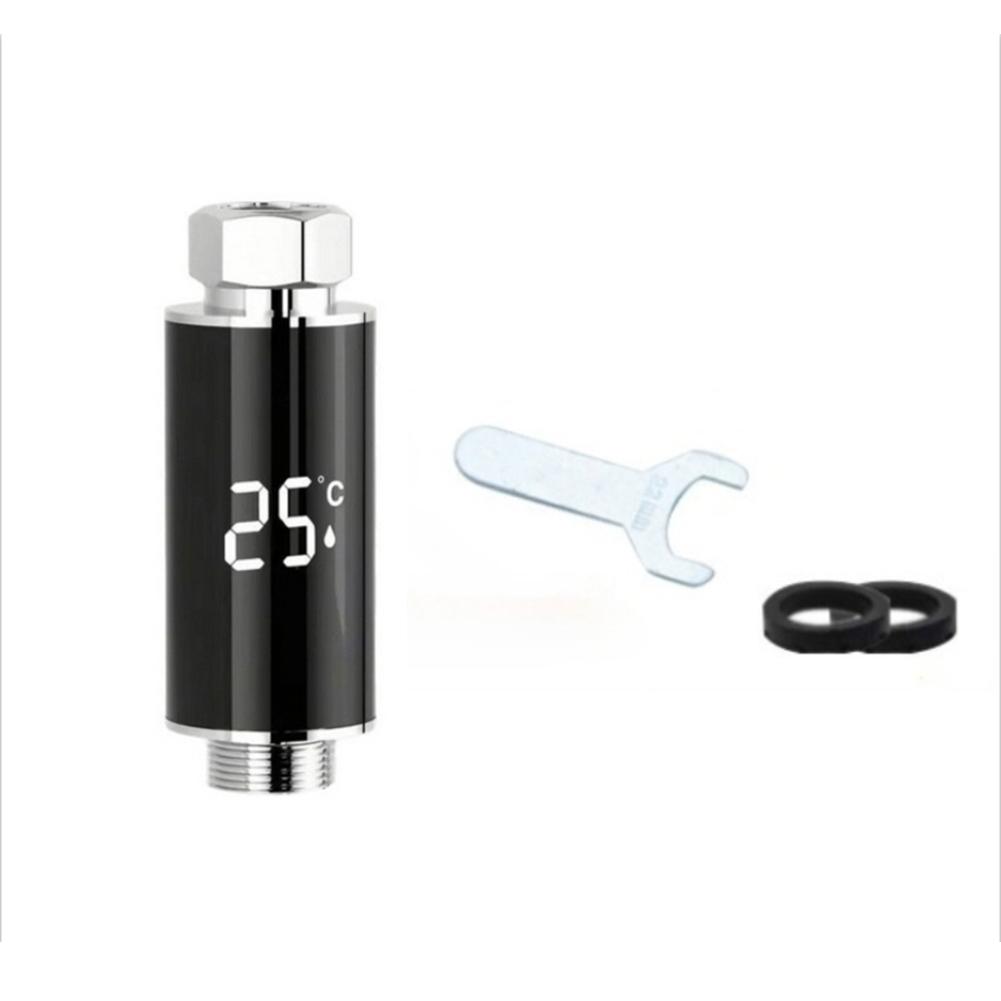 Hydroelectric Power Digital Shower Thermometer Installation Wrench 1/2inch Bathroom Faucet Thermometer LED Display Thermometers