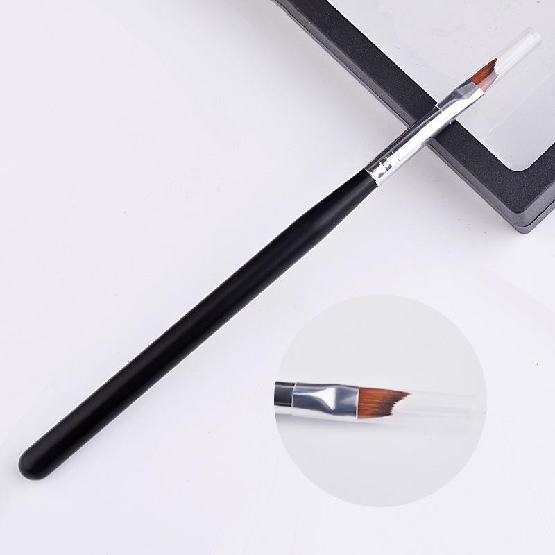 1Pcs French Tip Nail Brush Silver Black Handle Half Moon Shape Acrylic Painting Drawing Pen Nail Art Tool Nail Art Brush