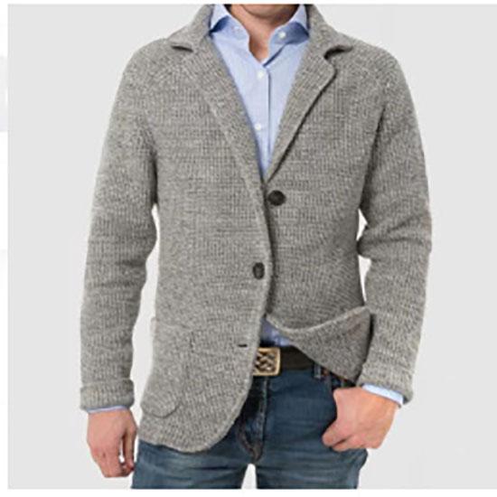 Stand Collar Men Cardigan Long Sleeve Pockets Thickened Cardigan Sweater Jackets Winter Solid Color Buttons Knitted Sweater Coat