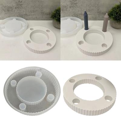3D Round Candlestick Silicone Mold Epoxy Resin Candle Stand Molds Gypsum Candle Holder Mould Home Decorations Mold