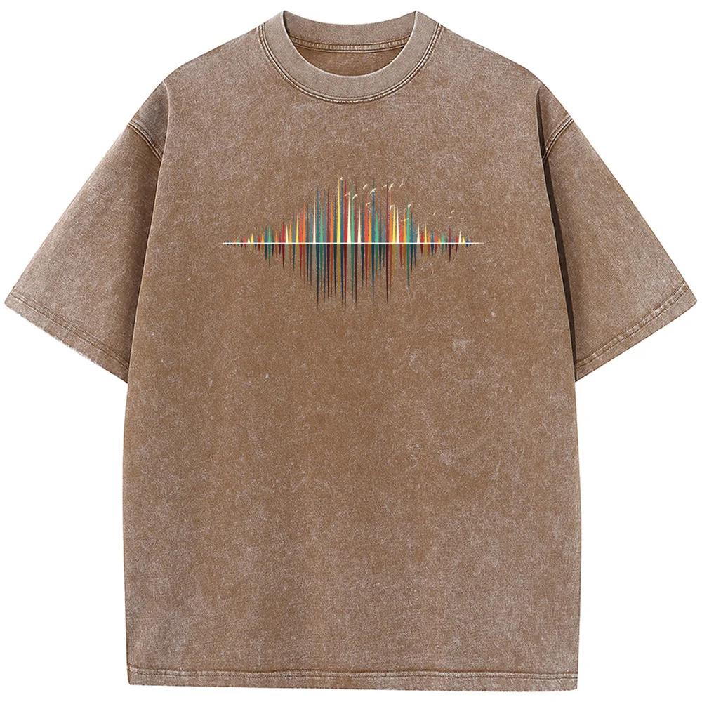 Classic Sound short-sleeve Men's and women's high-quality water-wash distressed old-fashioned retro casual graphic t shirts