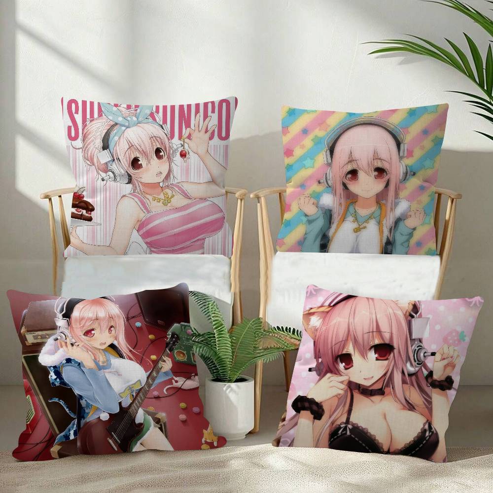 Beautiful Super SSonico Anime  4545cm Cushion Cover Pillow Cover Decor Pillowcase Home Pillowcase for Couch Pillow