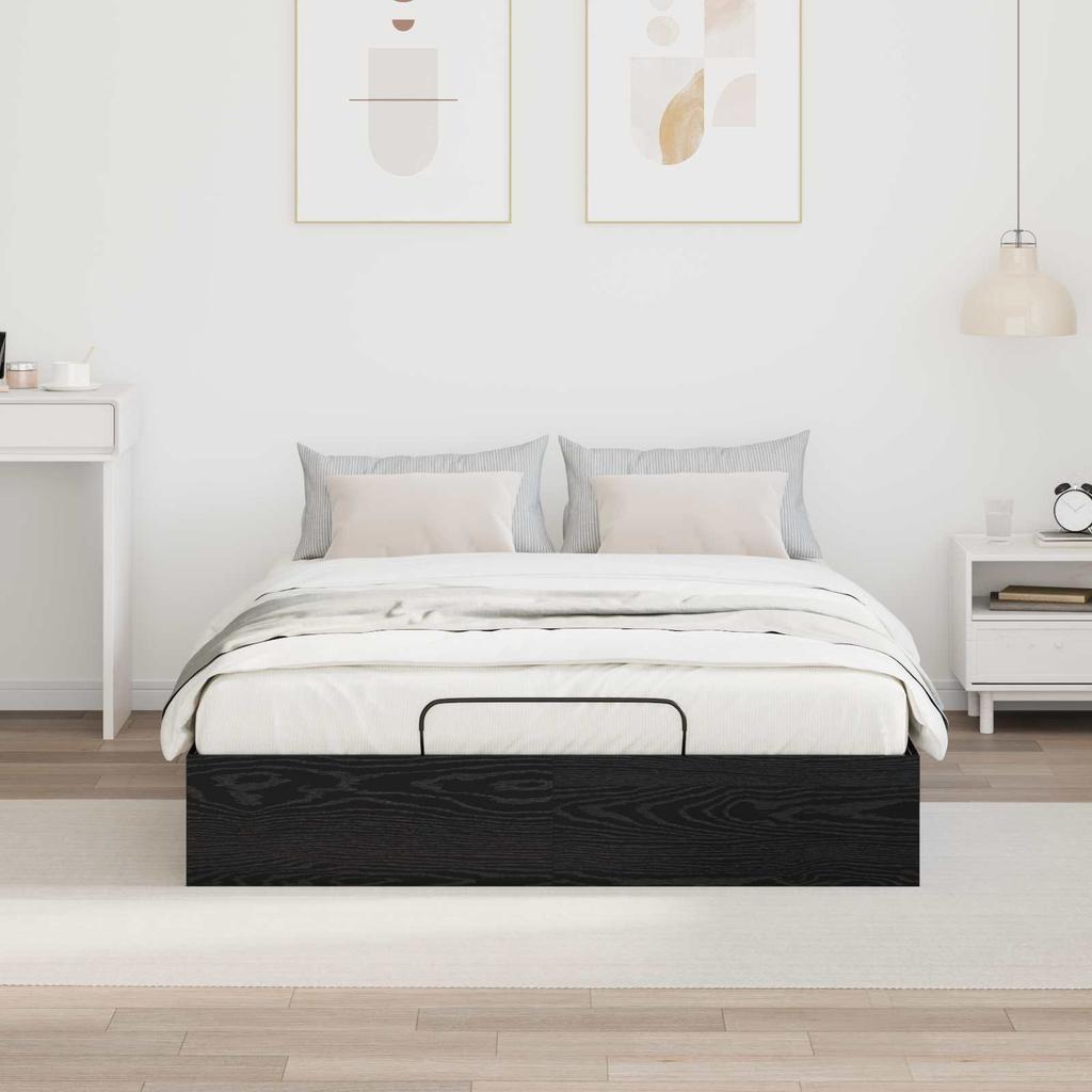 Ottoman Bed Frame Black Oak 203 x 120 x 25 cm