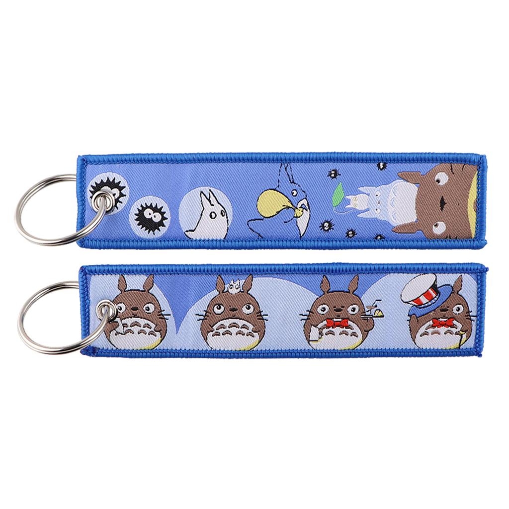 Anime Movie Embroidery Key Fobs White Dragon Key Tags Keychains for Motorcycles Cars Keyring Cosplay Accessories Fans Gifts