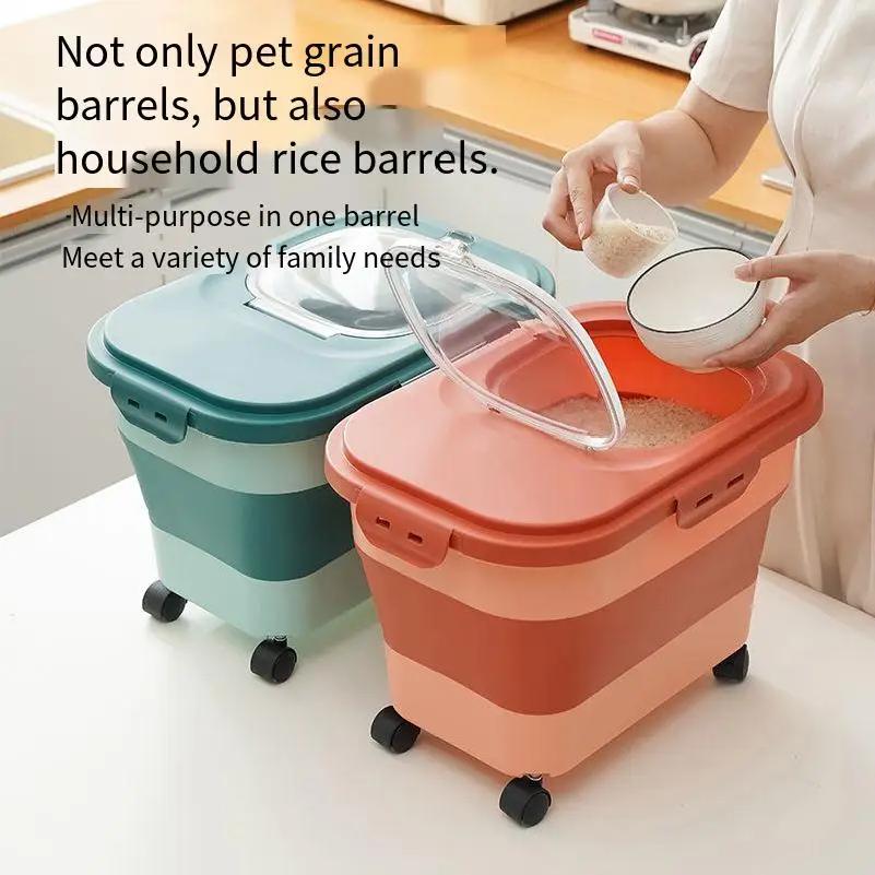 Collapsible Cat Dog Food Storage Container Dry Cat Food Box With Lids Airtight Sealing Kitchen Grain Rice Storage Boxes