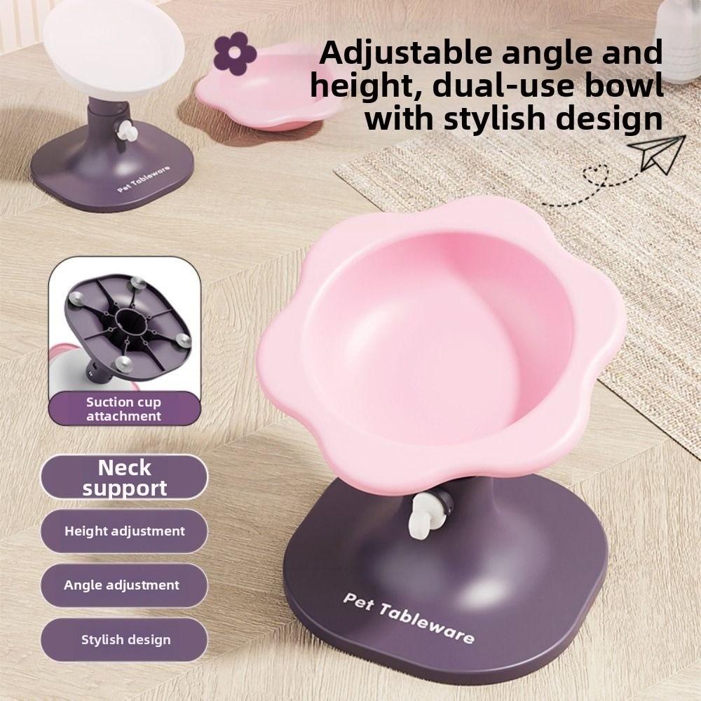 Creative Cat Food Water Bowl Adjustable Height Angle Elevated Pet Feeder Bowl Household