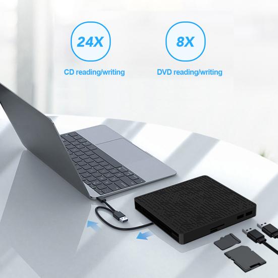 Optik Disk Yazıcı USB 3.0 Harici DVD Sürücü 2MB CD-ROM Oynatıcı SD/TF Kart ile Uyumlu DVD Oynatıcı PC Windows Dizüstü Masaüstü için