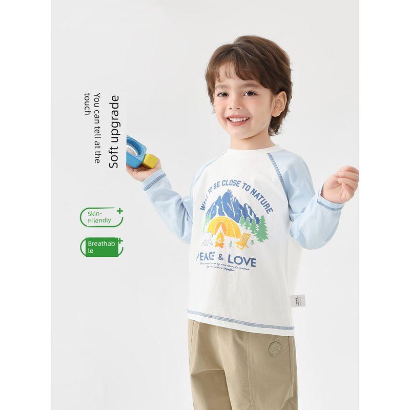 European Style Boys' Long-Sleeved T-Shirt Children's Spring and Autumn Antibacterial Base Shirt 2026 New Children's Clothing Baby Pure Cotton Top
