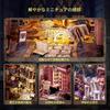 FUNPOLA 3D Puzzle Booknook Kit Bookend Wooden Puzzle DIY Miniature Dollhouse with LED Light Bookshelf Holder Bookend Display Craft Set for Kids and