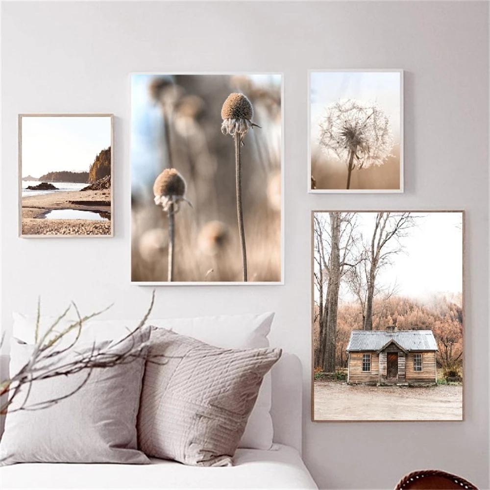 Reed Landscape Dandelion Elk Canvas Poster Nordic Style Wall Art Print Canvas Painting for Living Room Bedroom Pictures Decor