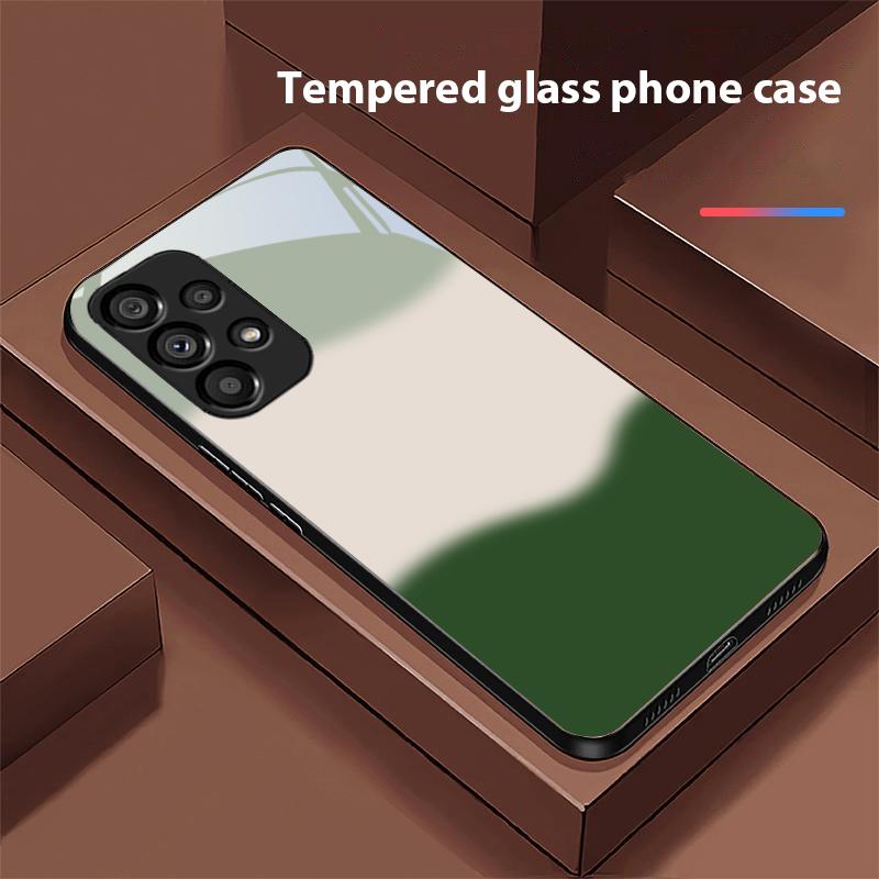 Three Color Gradient For Samsung Galaxy S 8 9 10 20 Plus 21 FE 22 23 24 Ultra S7 Edge Black Tempered Glass Phone Case Hard Shell