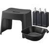 Yamazaki Magnetic Bath Stool Seat Magnetic Bathtub Magnetic Dispenser Bottle 4263 Easy-to-Wash (26cm Height) + & Hook-Up (Large) + (3 Bottles)