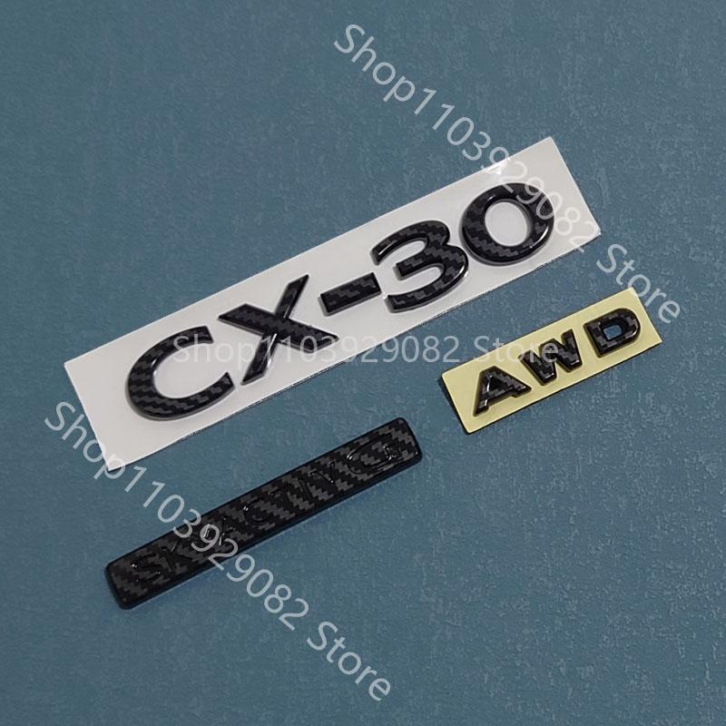 for Mazda CX-30 black front logo, middle grille sticker, CX30 rear logo, luggage compartment logo accessory sticker carbon fiber AA48