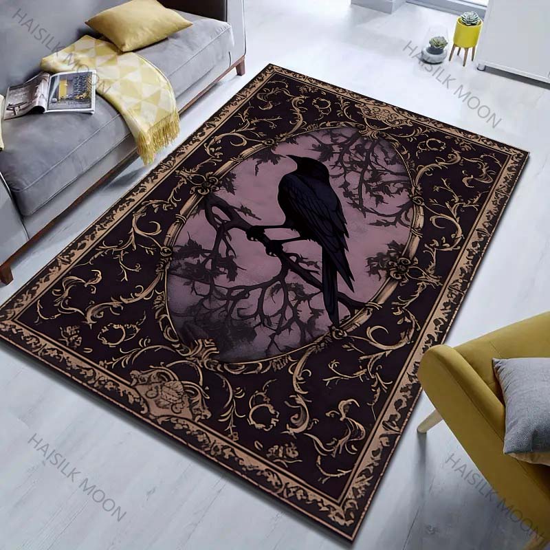 

Multiple sizes Mysterious Raven Decor Rug Pattern Carpet for Living Room Bedroom Sofa Home Decor Non-slip Floor Mat Luxury Gift 40cm x 60cm