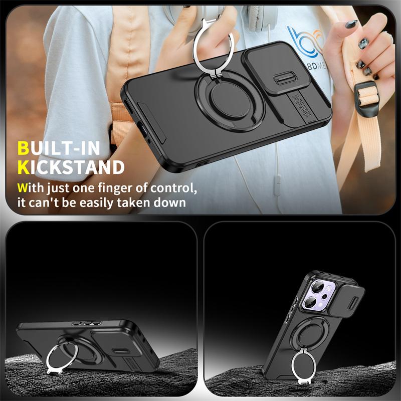 Armor Funda For Oppo Reno 14 Pro 14F 5G Case Slide Camera Lens Protector Phone Case For Reno14 F 14pro Reno14F Ring Holder Cover