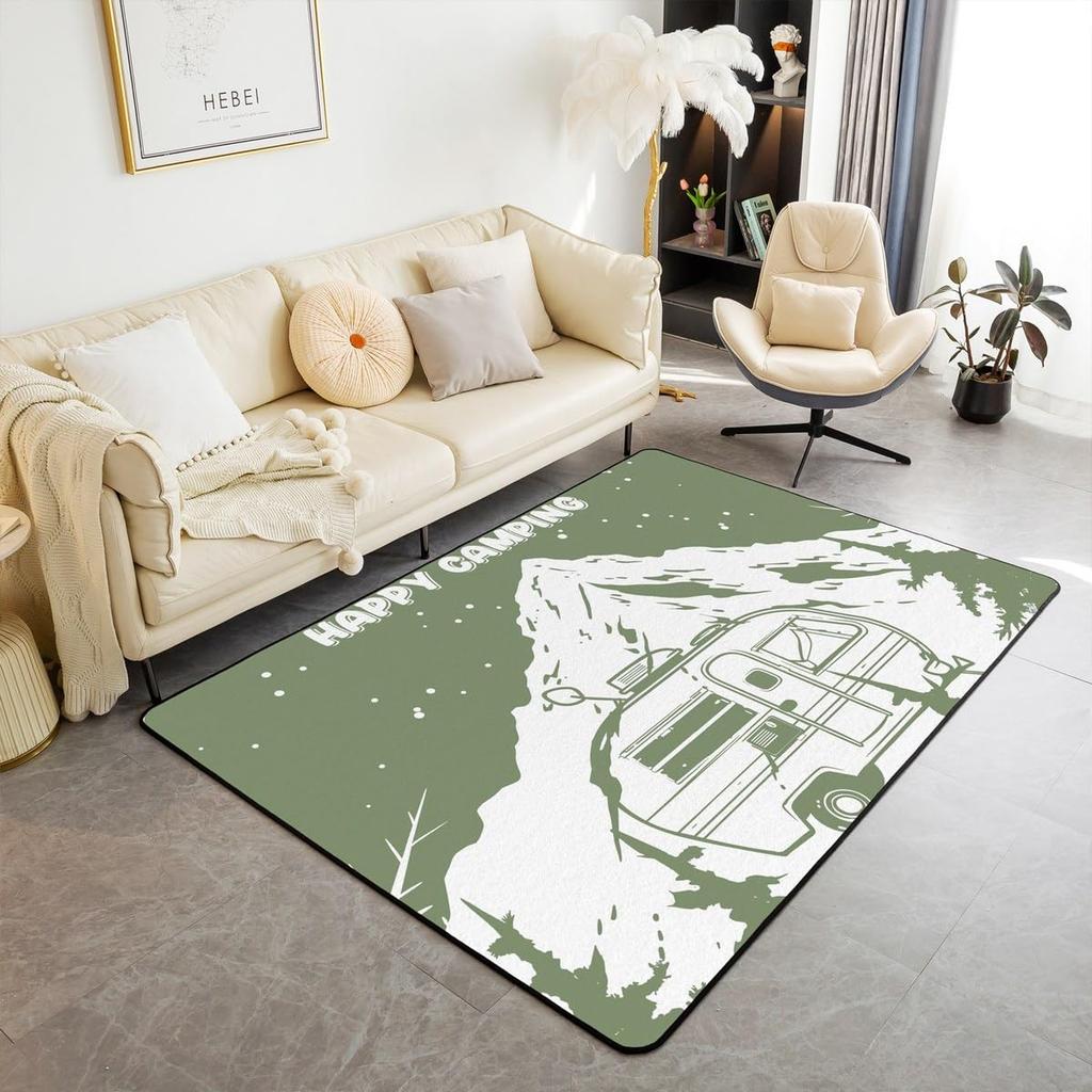 Erosebridal American Flag Indoor Floor Mat 3x5 Camouflage Carpet Army Green Federation Flag Area Rug Black Stripes Lines Decorative Accent R