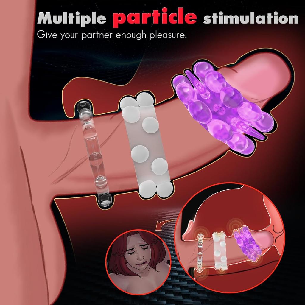 Mens 3 Pcs/Set Penis Rings Set Penis with 3D Beads for Couple Sex Penis Toy Male Delay Ejaculation Lasting Silicone Erection Ring Male Sex Toys