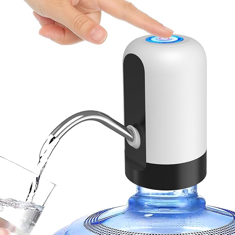 GetKen 5 Gallon Water Table Pump Rechargeable, Water Dispenser for 5 Gallon Bottle Bottom Loading, Portable USB Charging Automatic Drinking Mini Metal
