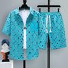 Hawaiian Shirt 2-piece Sports Suit Men's Fake Double Shirt Shorts Harajuku Streetwear Short Sleeved Set