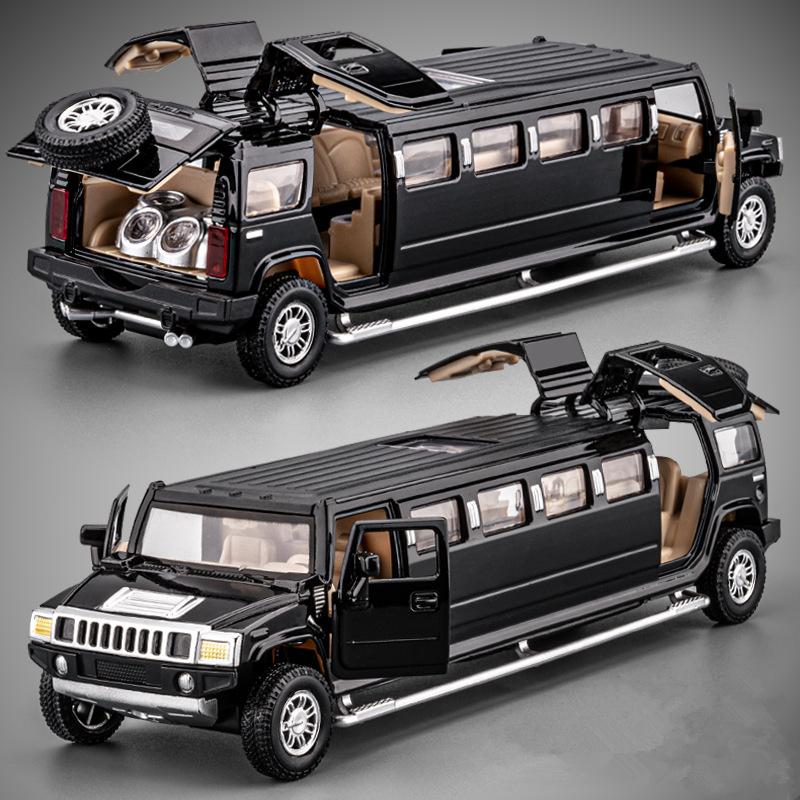 1/32 HUMMER H2 Extended Version Alloy Car Model Diecasts Metal Business Vehicles Car Model Simulation Sound Light Kids Toys Gift